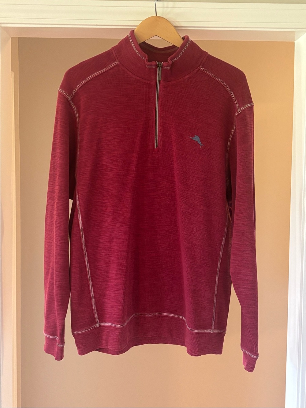 Tommy Bahama Men's Zip-Up Sweater in Burgundy